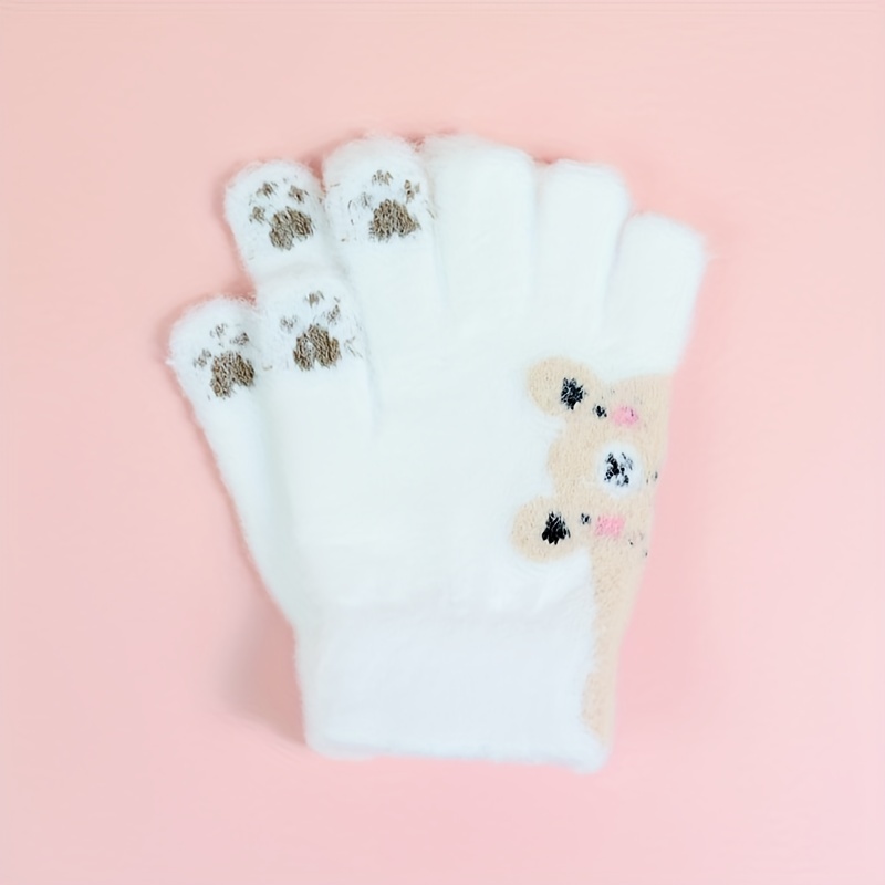 Lot De 6 Paires De Gants Enfants QKURT - Motifs Dinosaure/Excavateur - Taille 4-10 Ans - Lavage Main Acrylique
