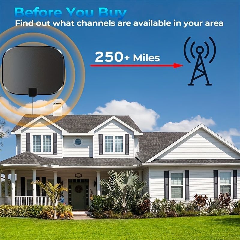 Antena de TV para interiores – 250 millas de largo alcance, antena de TV  digital 4K para canales locales – Antena de TV HD con amplificador de señal  y