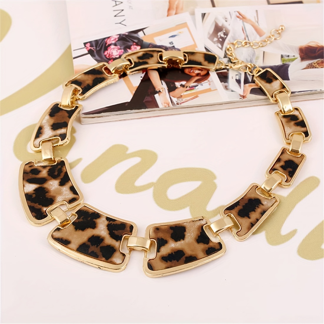 4pcs Leopard Print Jewelry, Jewels Set, Vintage Earrings, Necklace and Bracelet, Elegant Party Jewelry Birthday Gift for Teen Girls,Temu