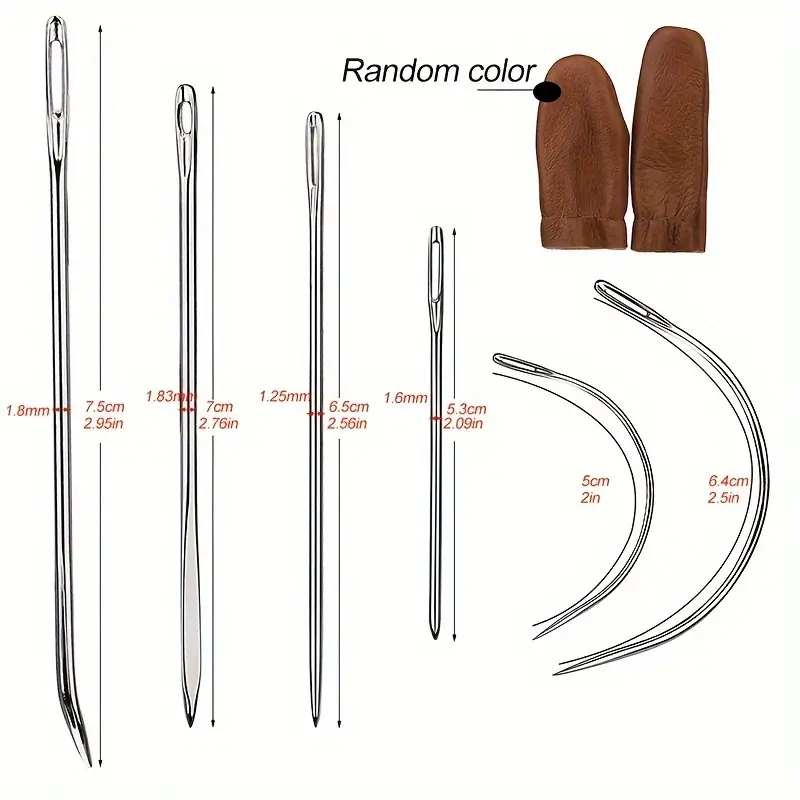15pcs Heavy Duty Hand Sewing Needles Kit, Leather Sewing Needles With 5  Leather Hand Sewing Needle