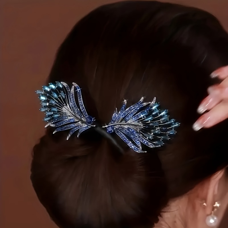 

1pcs Double Wings Rhinestone Decor Hair Bun Maker, Deft Bun Hair Twister, Flexible Sparkling Hair Bun Shaper, Hair Curler Bun Clip, Vintage Hair Accessories For Women