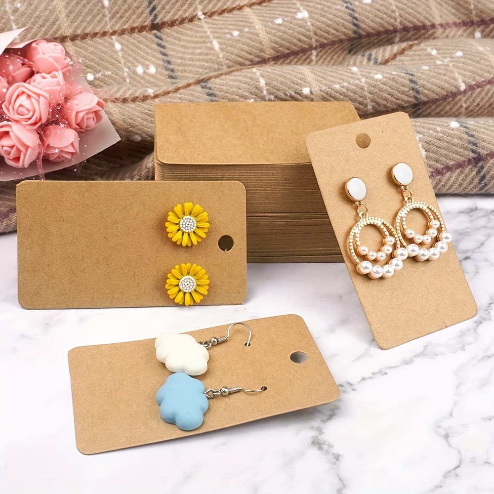 Earrings Display Holder Card Set Brown Kraft Paper Cards - Temu