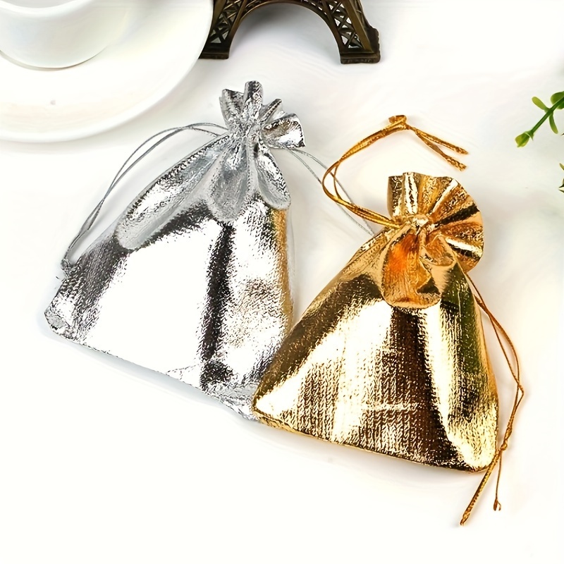 Lot Gold Foil Cloth Drawstring Gift Bags Perfect For - Temu