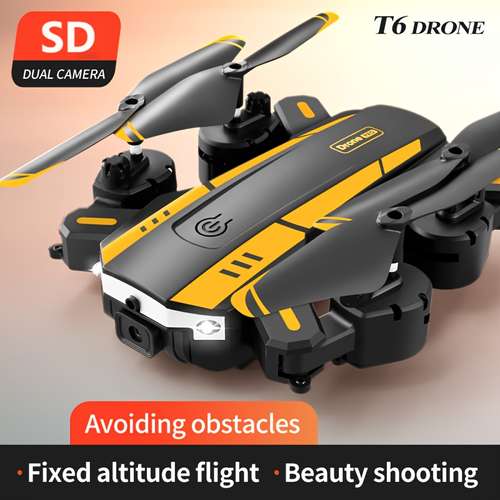 t6 aerial drone with hd dual camera one key take off and landing 540 intelligent obstacle avoidance gesture recognition intelligent hovering foldable quadcopter