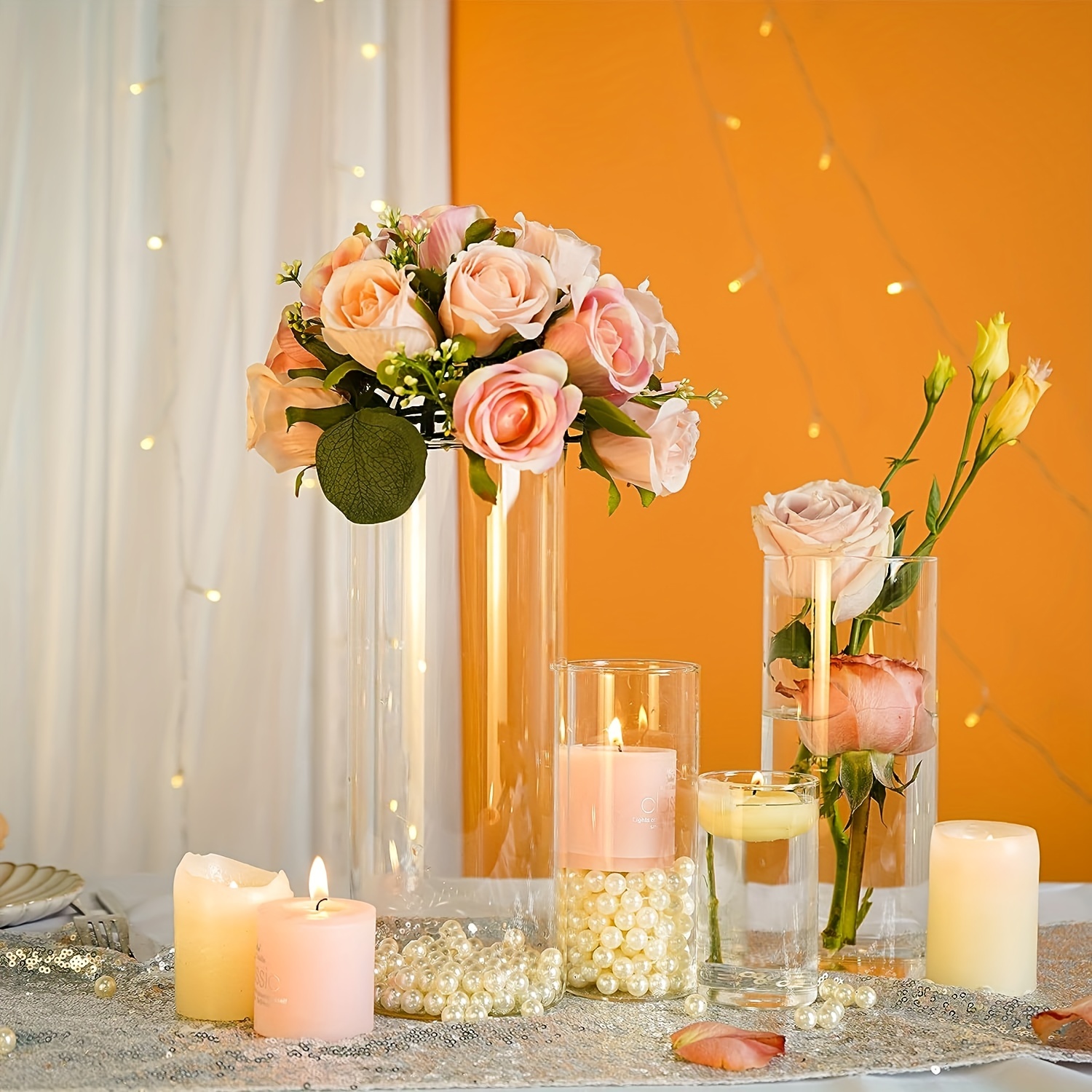 Portacandele da tavolo in vetro o vasi da tavolo per fiori con tracciato di  ritaglio