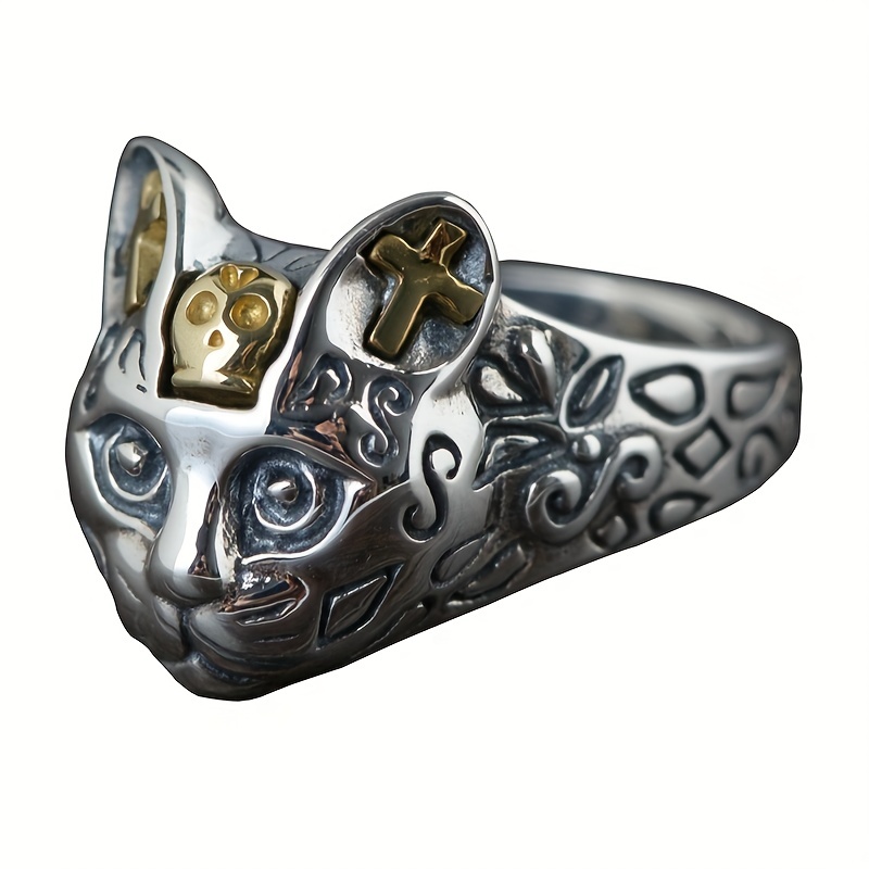 Vintage Cat Ring Opening Adjustable Ring for Men