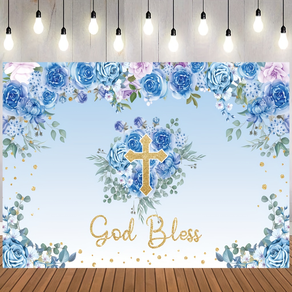 Decoraciones de fiesta de bautismo, decoraciones azules para fiesta de  bautizo, decoraciones de fiesta de bautizo, decoraciones de primera  comunión