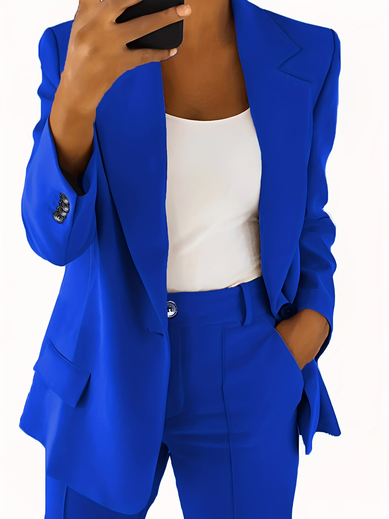 Royal Blue Women Suit Set 2 Piece Blazer+Pants Formal Office