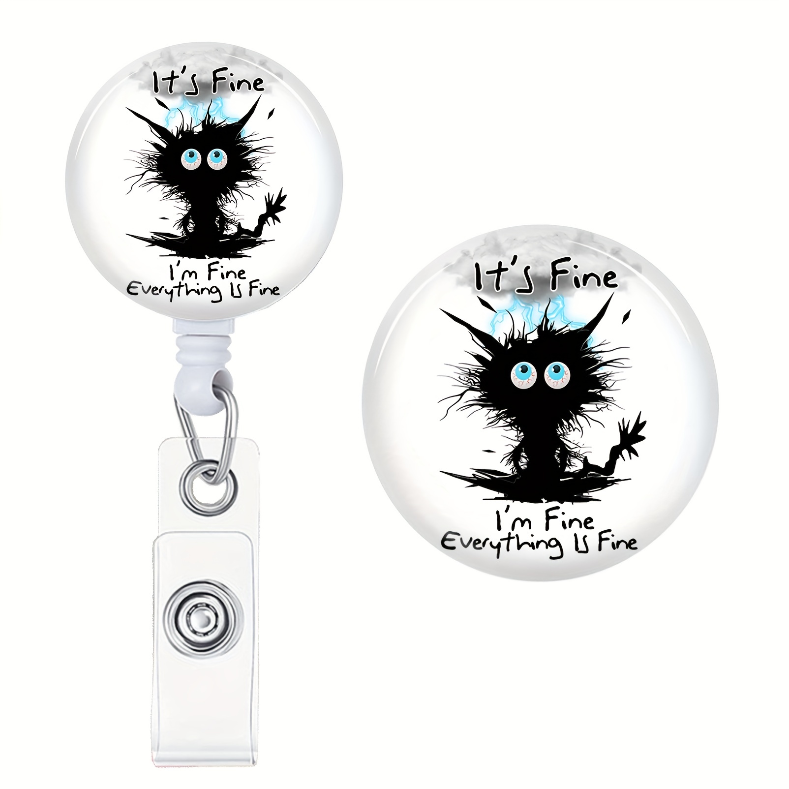 1pc Retractable Nurse Badge Reels It's Fine I'm Fine Everything Retractable ID Clip for Nurse Name Tag Card Cute Cute Funny Badge Holder,Temu