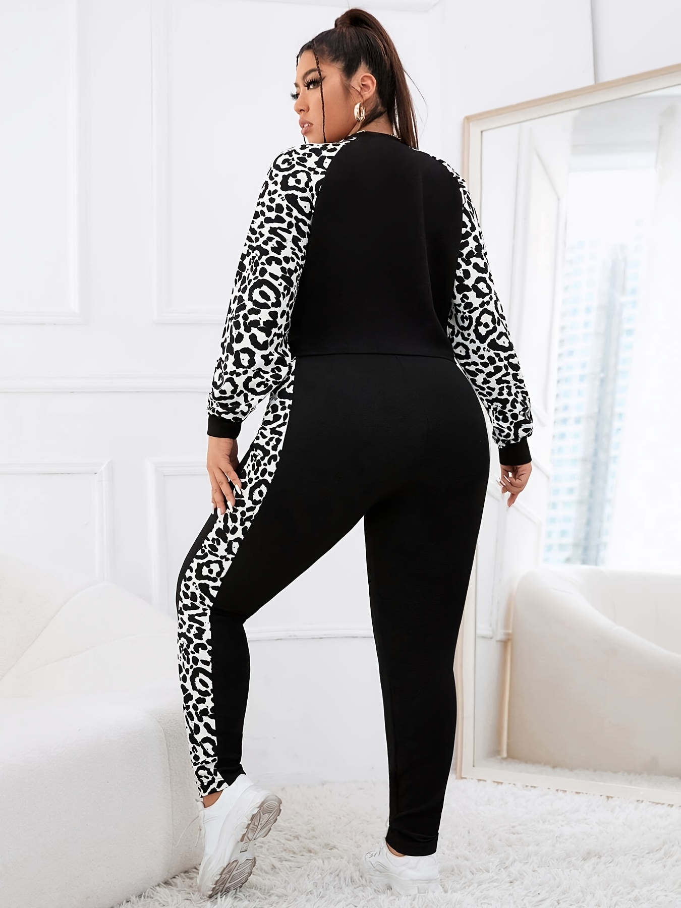 2pc Sweatsuit Leopard Print 