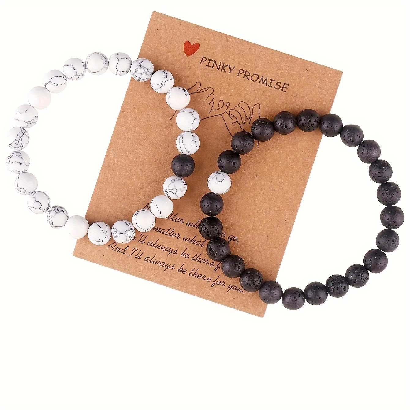 

2pcs Natural Stone Beaded Bracelet Set Handmade Elastic Hand String Jewelry Decoration With Gift Card