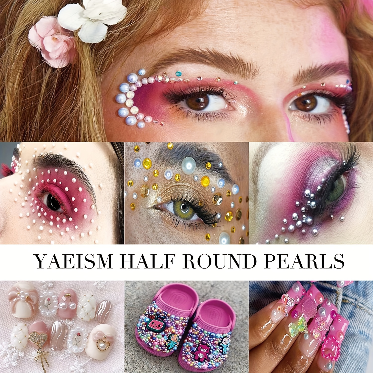 Half Round Pearls Nail Charms Beads Multi Sizes - Temu