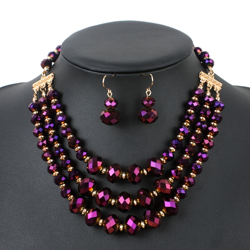 3pcs Earrings Plus Necklace Set Evening Party Decor Birthday Gift