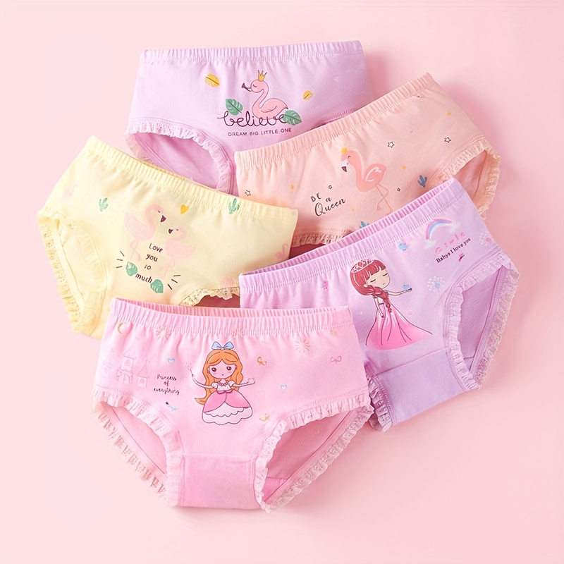 5pcs Toddler Girls Briefs Full Cartoon Print Cute Bottoming Underwear Comfy  Breathable Underwear