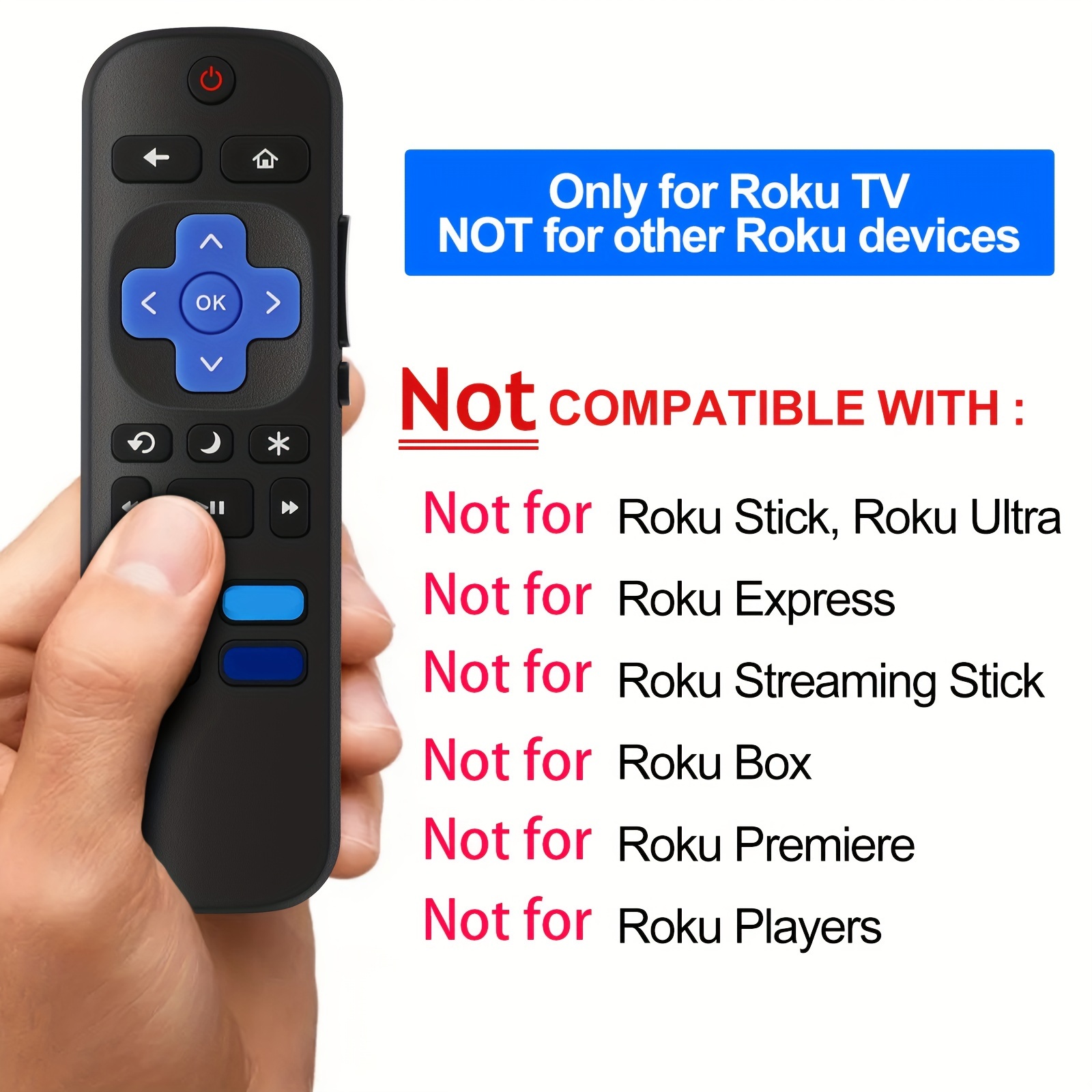 Mando a distancia OEM para TCL Roku TV Sin emparejamiento Incluye botones  de control de volumen y canal Netflix, Hulu, Roku
