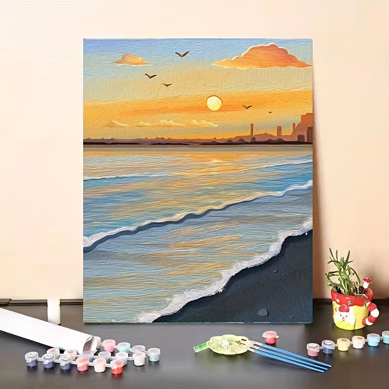 Sunset On The Beach Paint By Number For Adults Beginner - Temu