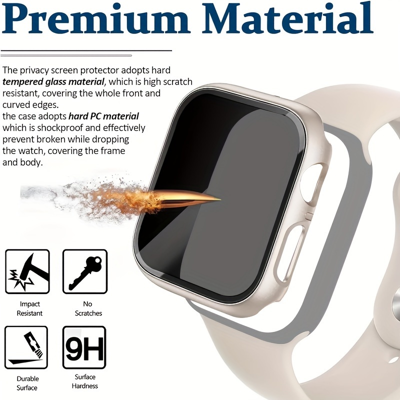 Ultra-Thin Privacy Protection Screen Protector for iWatch Ultra/Series 10/9/8/7/6/5/4/3/2/SE - 26? Touch Sensitive, Scratch-Resistant PC Case with Lightweight Bumper, Multiple Sizes Available, Privacy Screen Cover | Sleek Hard Shell | Polycarbonate Case