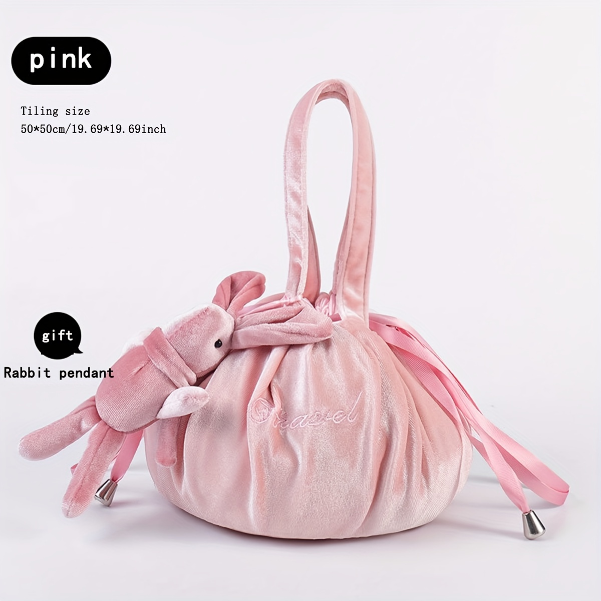 Kawaii Solid Color Drawstring Makeup Bag, Lightweight Velvet Versatile  Cosmetic Bag With Bunny Pendant Decor - Temu New Zealand