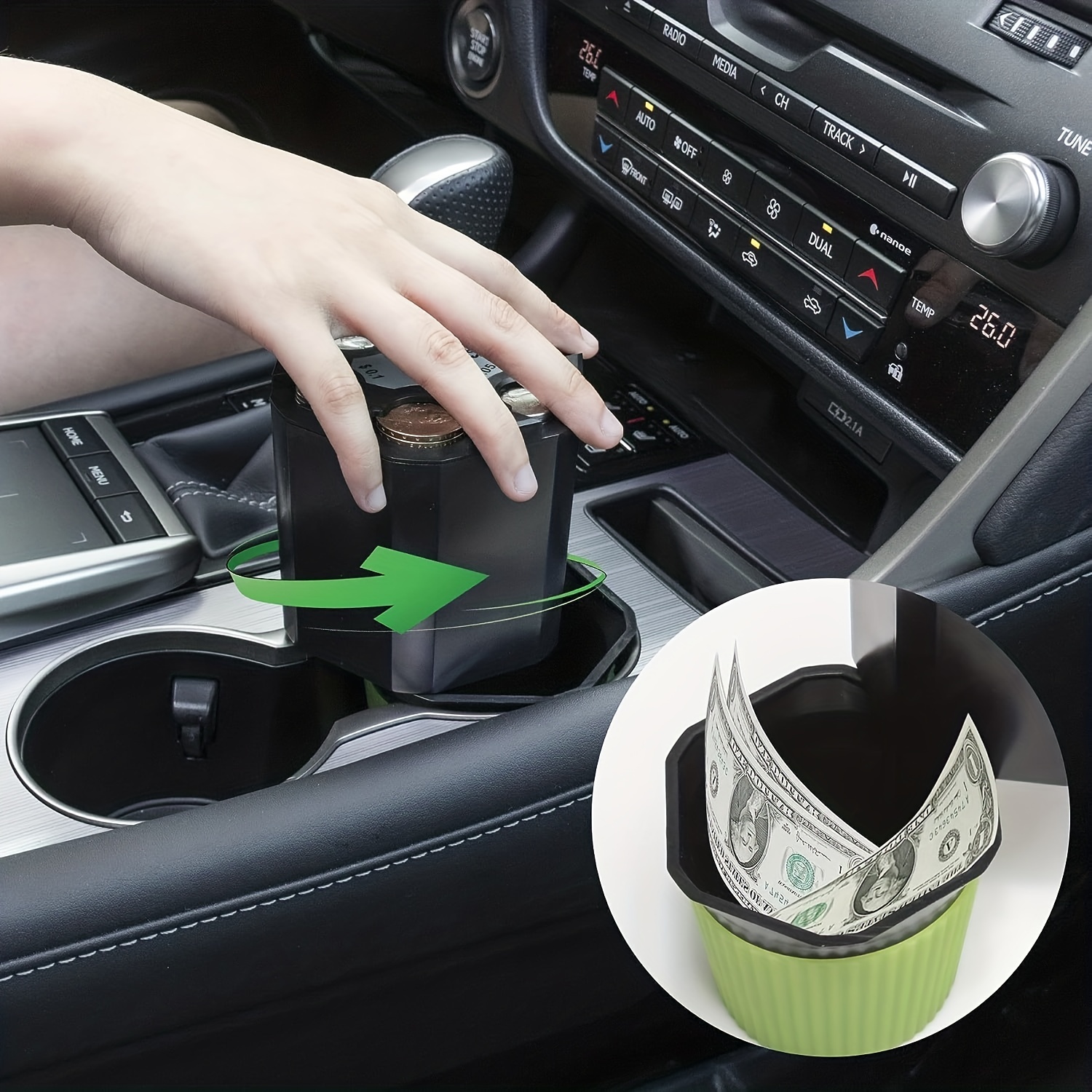 Car Coin Holder Storage Organizer for Variety of Coins