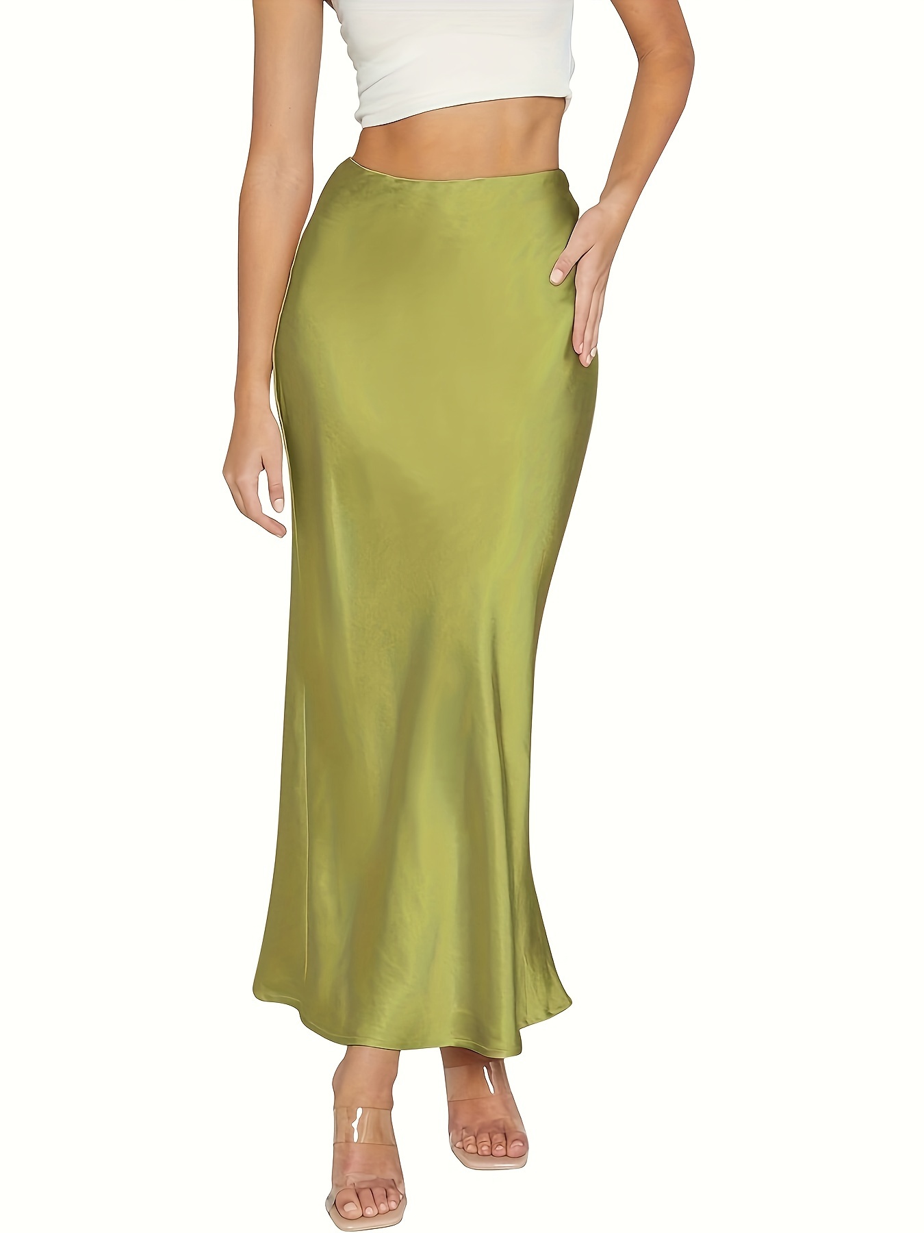 Solid Bodycon Mermaid Skirt Elegant High Waist Maxi Skirt - Temu