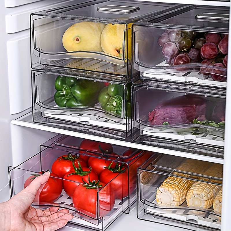 1/2個の冷蔵庫収納引き出し 冷凍庫収納スタック 冷蔵庫 キッチン