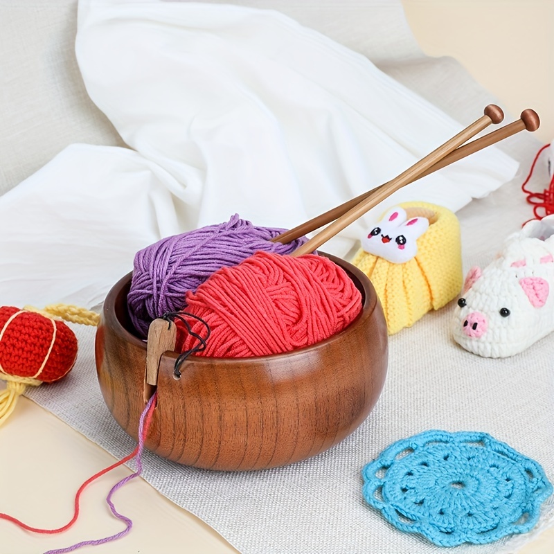 Crochet Bowl Wooden Yarn Bowl Multifunction Crochet - Temu