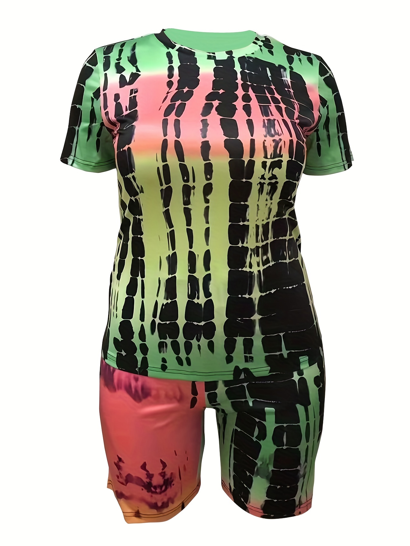 Plus Size Casual Outfits Two Piece Set Women's Plus Tie Dye - Temu