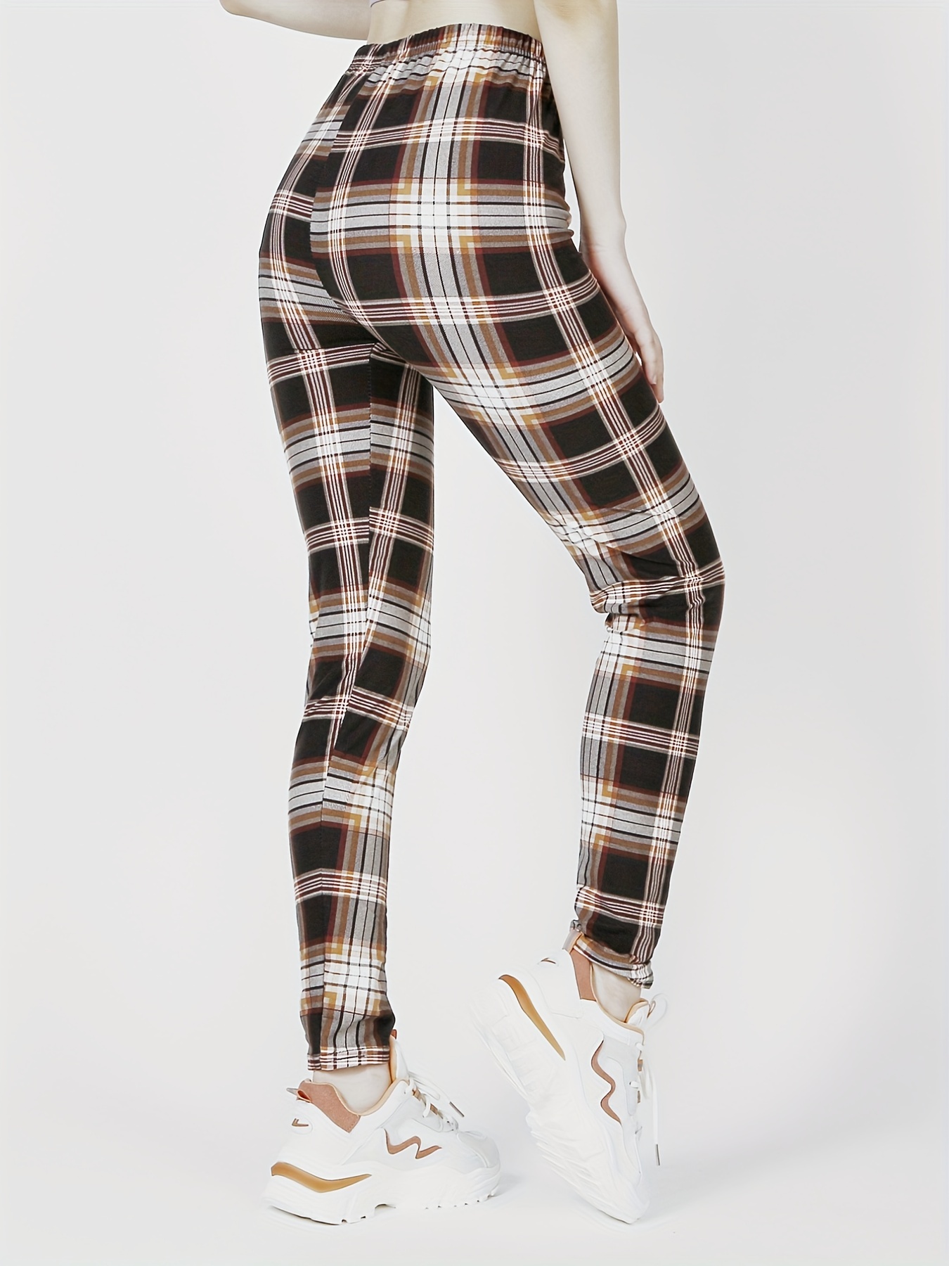 Beige Plaid Leggings