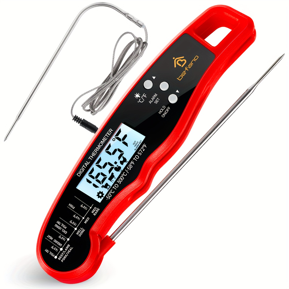 Red Digital Meat Thermometer Instant Read Waterproof - Temu