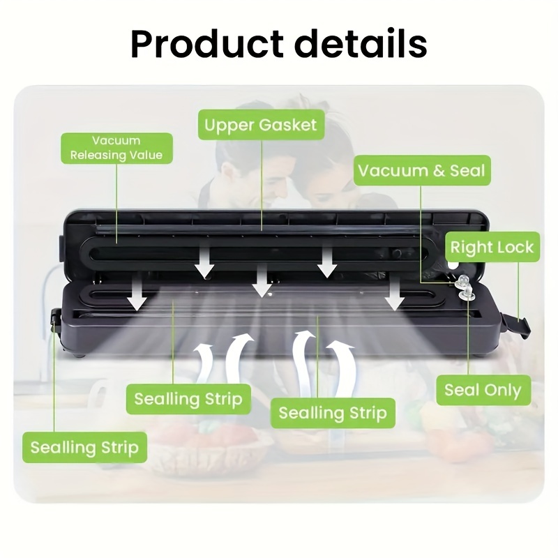 100pcs Vacuum Sealer Machine Food Vacuum Sealer For Food Saver - Automatic  Air Sealing System For Food Storage Dry And Moist Food Modes Compact Design