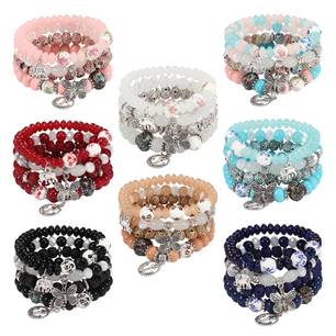 Bohemian Layered Beaded Bracelet Elephant & Anchor & Butterfly Shaped Pendant Stretch & Stackable All-match Bracelet For Unisex Summer Beach Jewelry Accessories