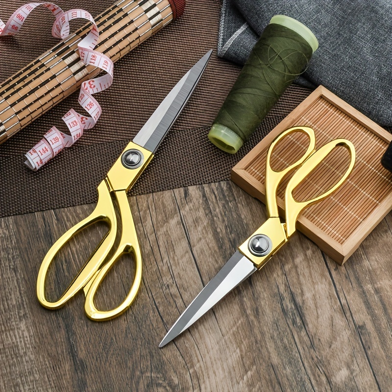 One Pair Of Golden Fabric Scissors Stainless Steel Sharp - Temu