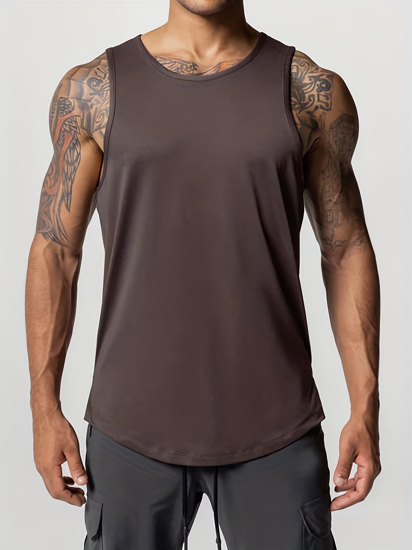 Regular Fit Sports Tank Top - Brown - Men