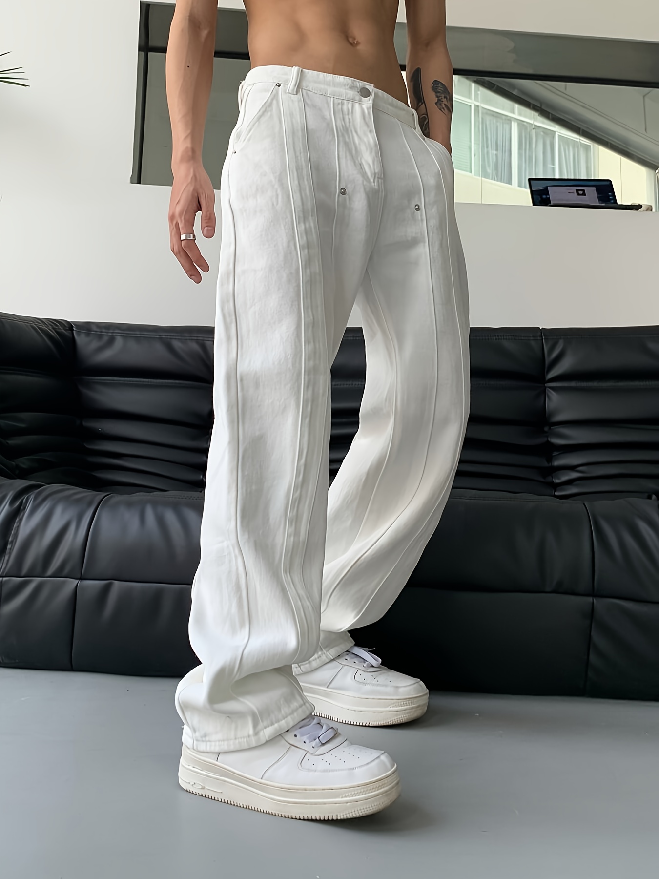 Pantalones informales de algodón para hombre, pantalón largo