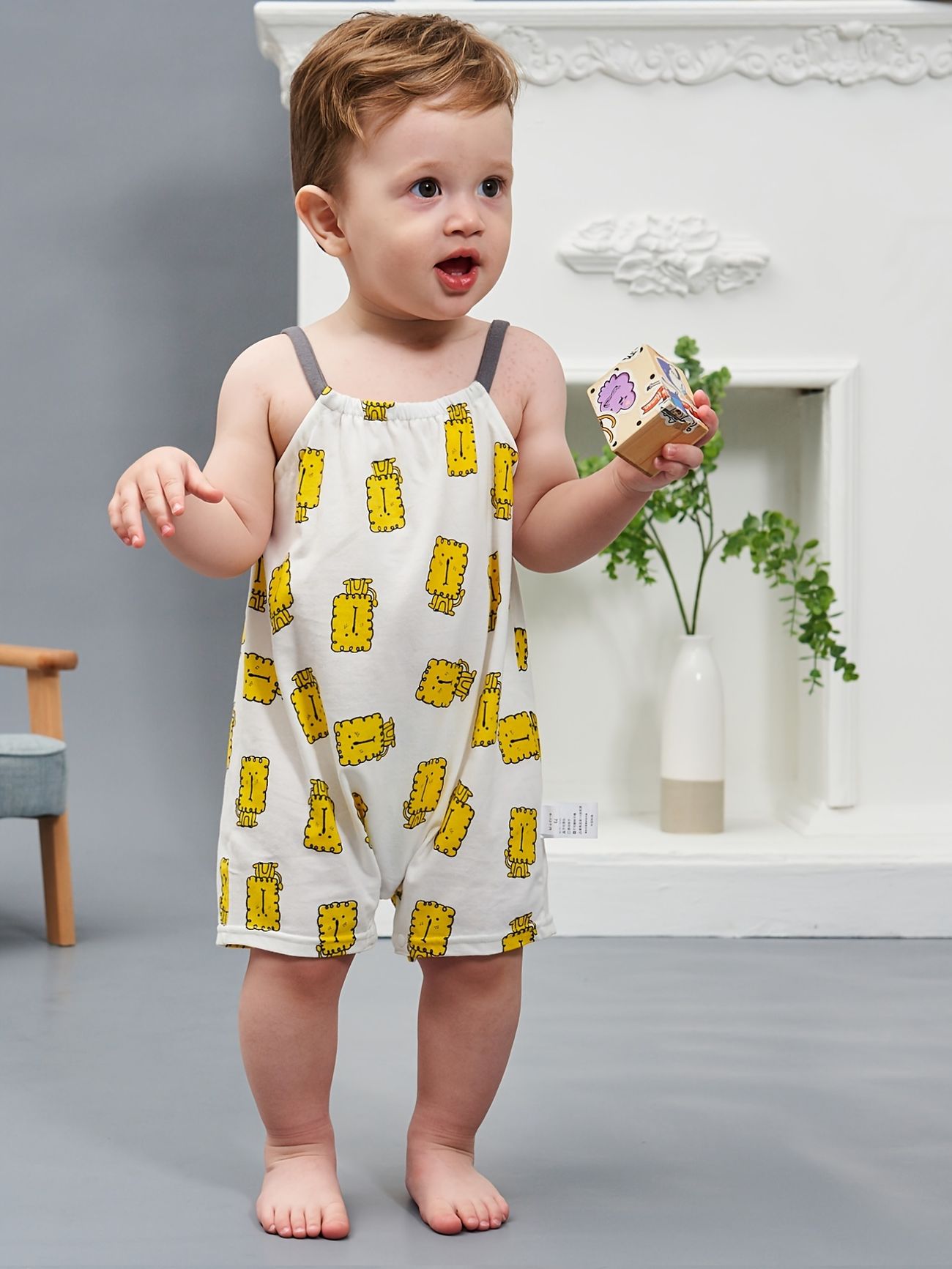 Baby Boys Cartoon Graphic Print Thin Strap Romper Clothes | Don't Miss  These Great Deals | Temu