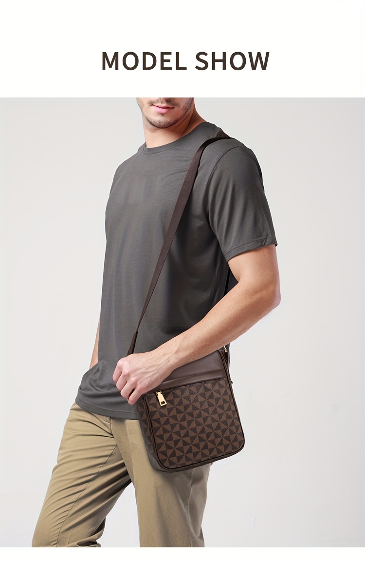 Fashion Vintage Plaid Crossbody Bag, Men's Casual Shoulder Bag - Temu