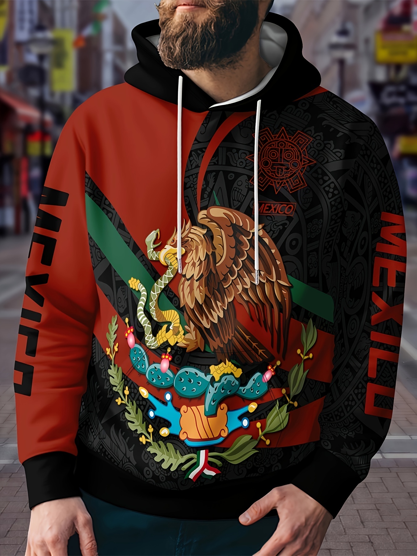 Mexico Flag Pattern Print Hoodie Cool Hoodies Men Men's - Temu United  Kingdom