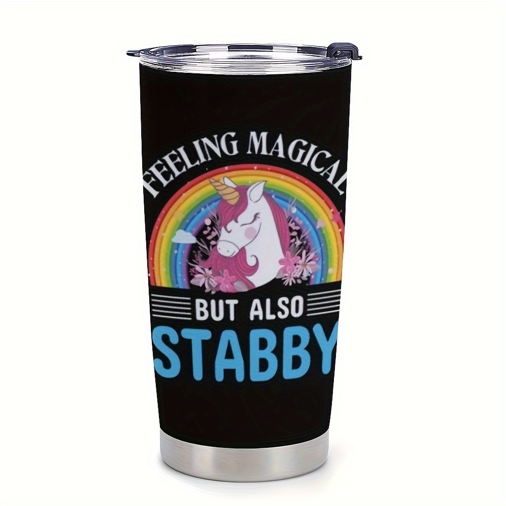 

1pc 20oz Feeling Magical But Also Stabby, Valentines Day Gifts Coffee Vacuum Insulated Inspirational Faith Cup, Travel Coffee Mug With Lid