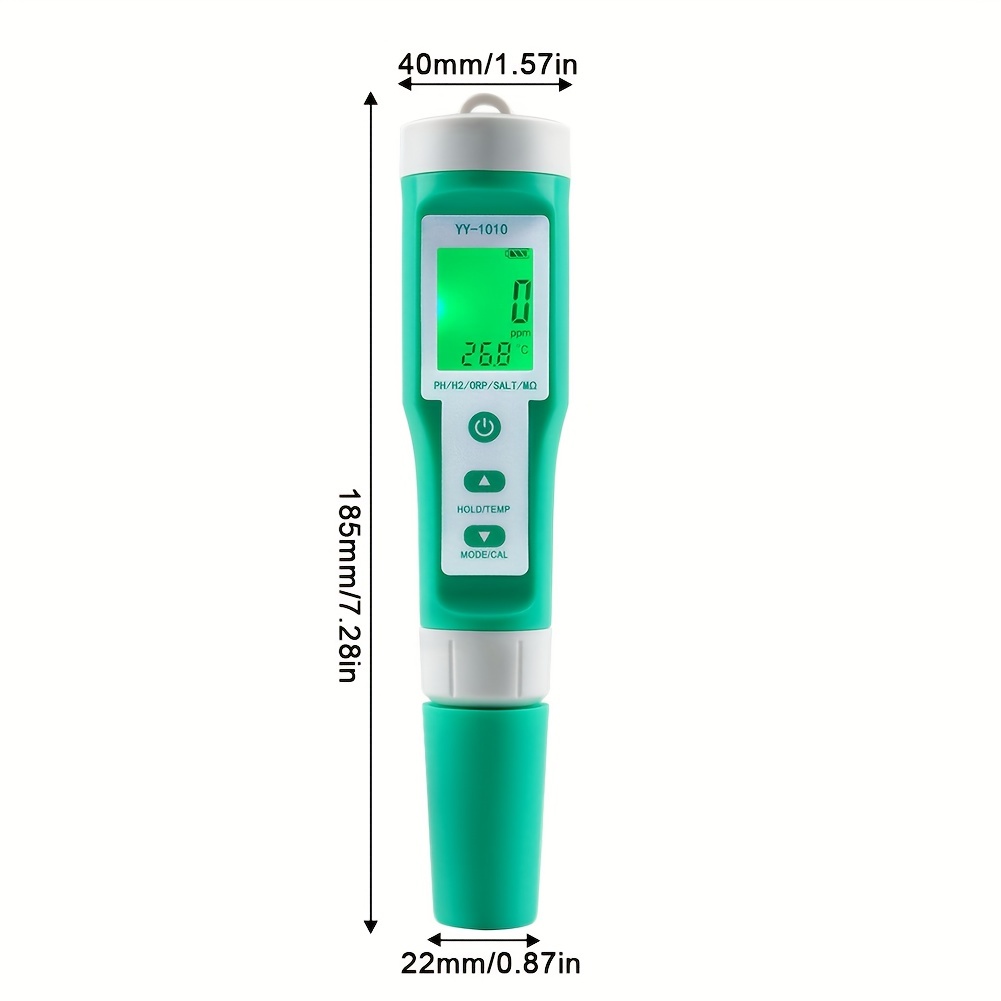 Testeur d'eau numérique TDS amélioré  P-H/TDS/EC/sel/temp/S.G/ORP/H2/fertile/résistivité Outil de test numérique  pour eau potable Testeur d'eau