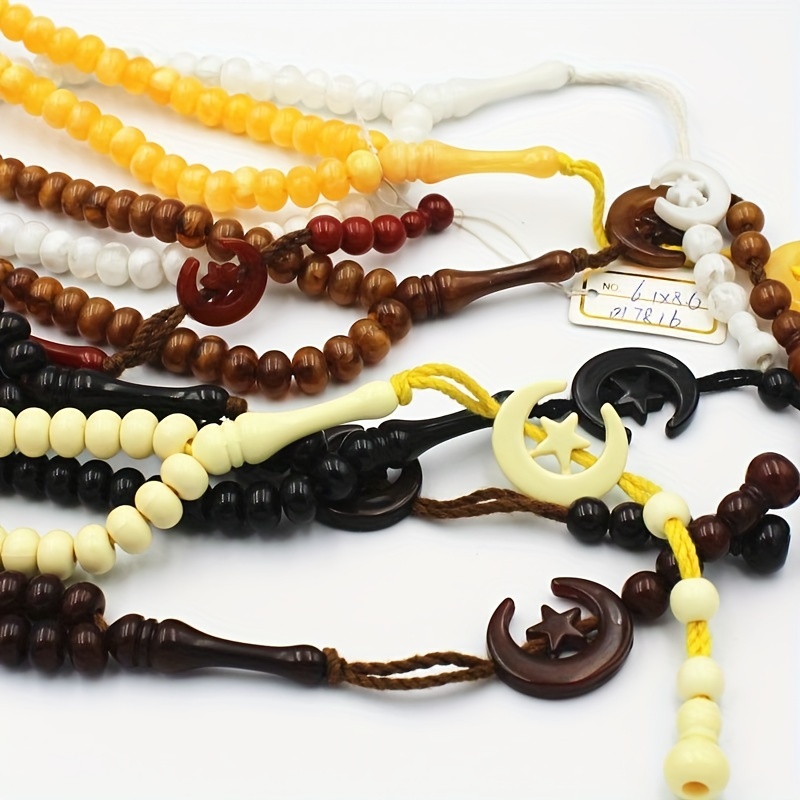 33 Flat Bead Bracelet Acrylic Prayer Beads Handmade Muslim - Temu