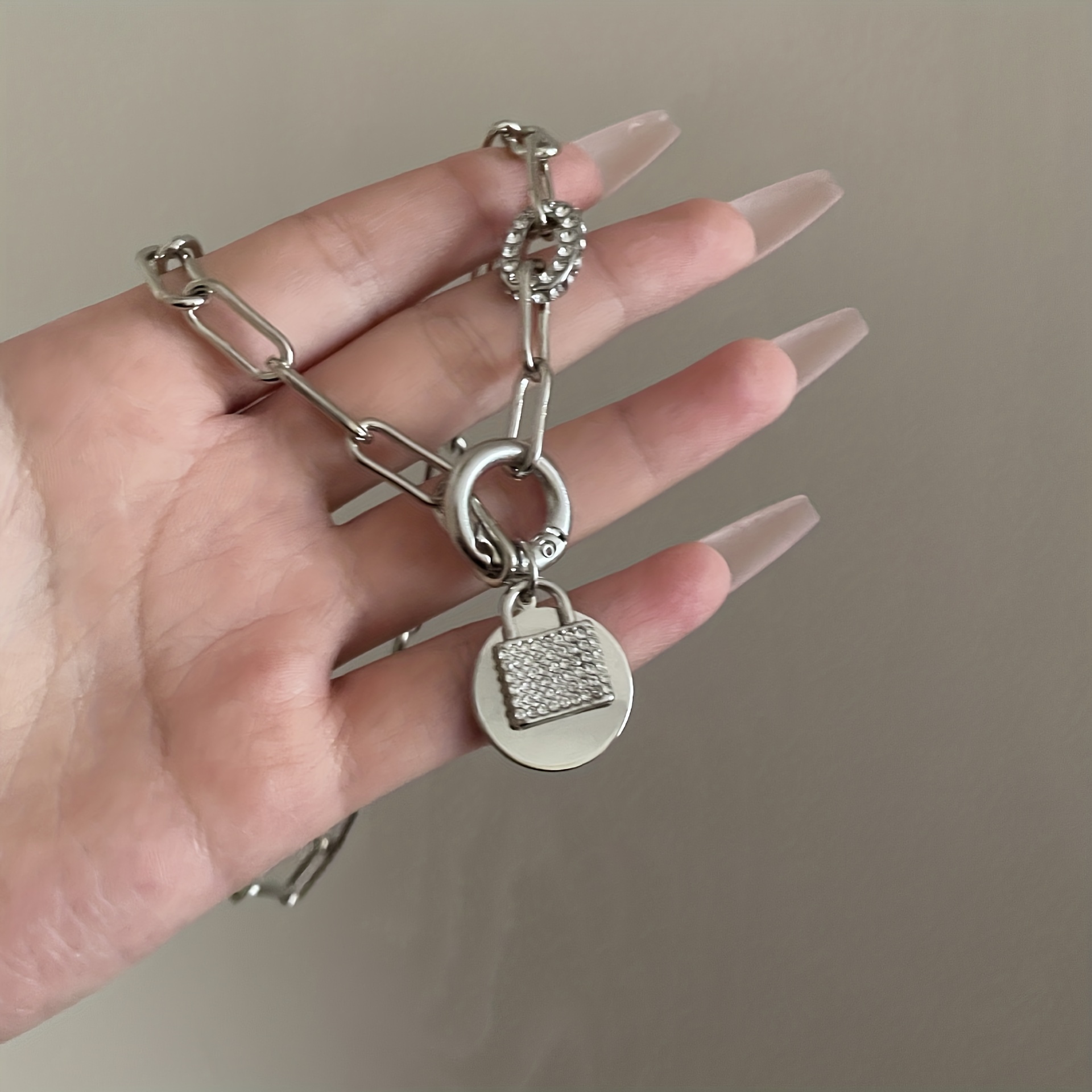 Buy Lock Key Pendant Necklace Statement Long Chain Punk