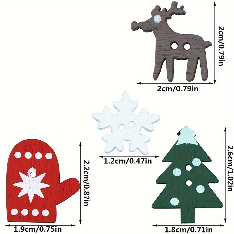 50/100pcs/lot snowflake buttons Xmas snowflake Wood chip Handmade Craft  patches 25mm Handmade Decorative Christmas