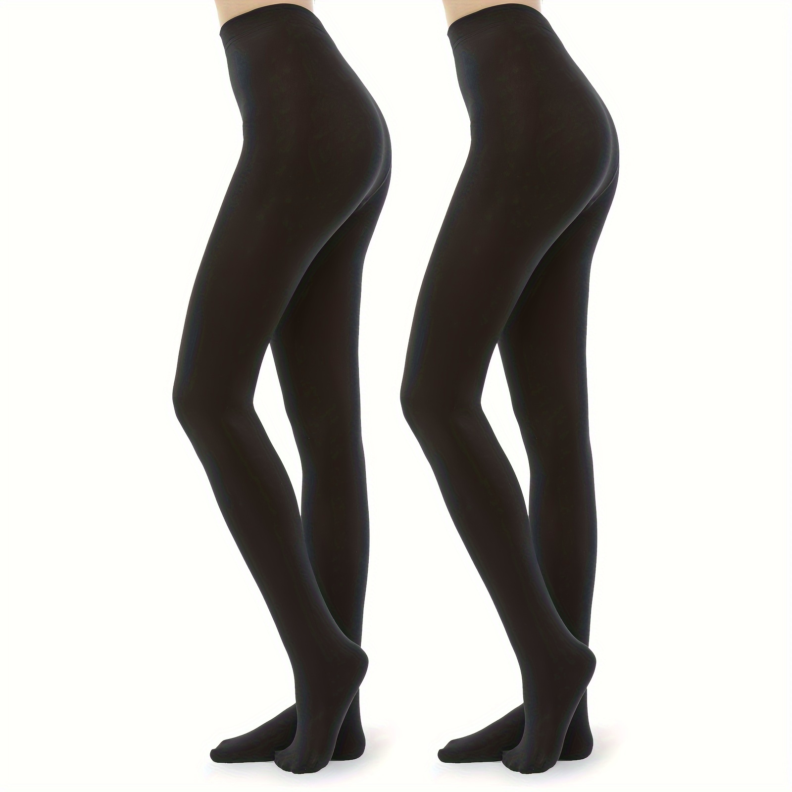 1/2/3 Pairs Plush Lined Tights, Opaque High Waist Thermal Elastic Leggings,  Women's Stockings & Hosiery