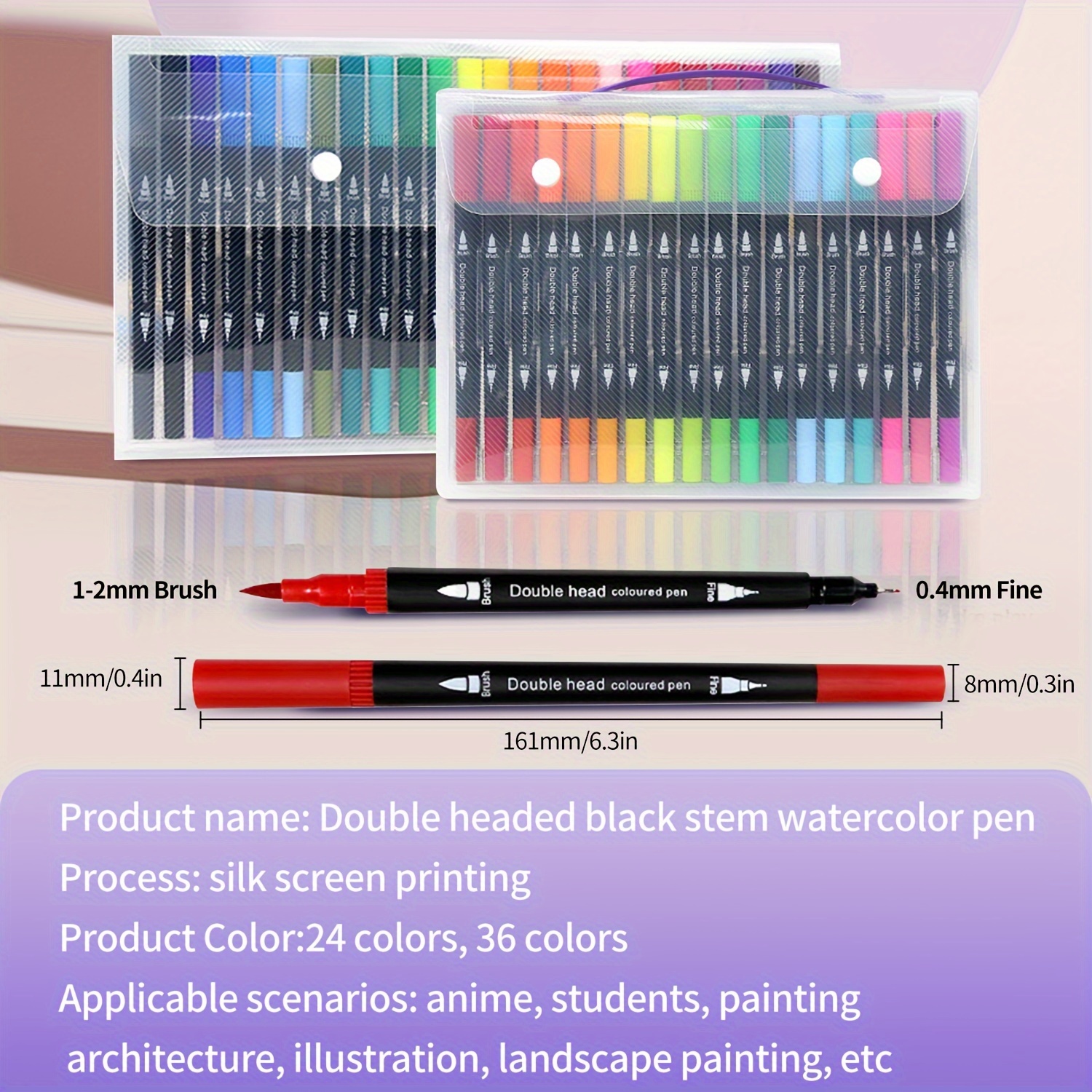 Double-headed Watercolor Pen, Kids Paintbrush 24/36 Colors Set, Soft-tip Marker  Pen Washable, Flexible Brush And Fine Line Pen Tip, Children's Student  Painting Tools - Temu Philippines