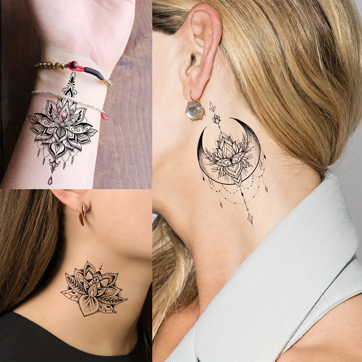 Lotus Flower Underboob Temporary Tattoo