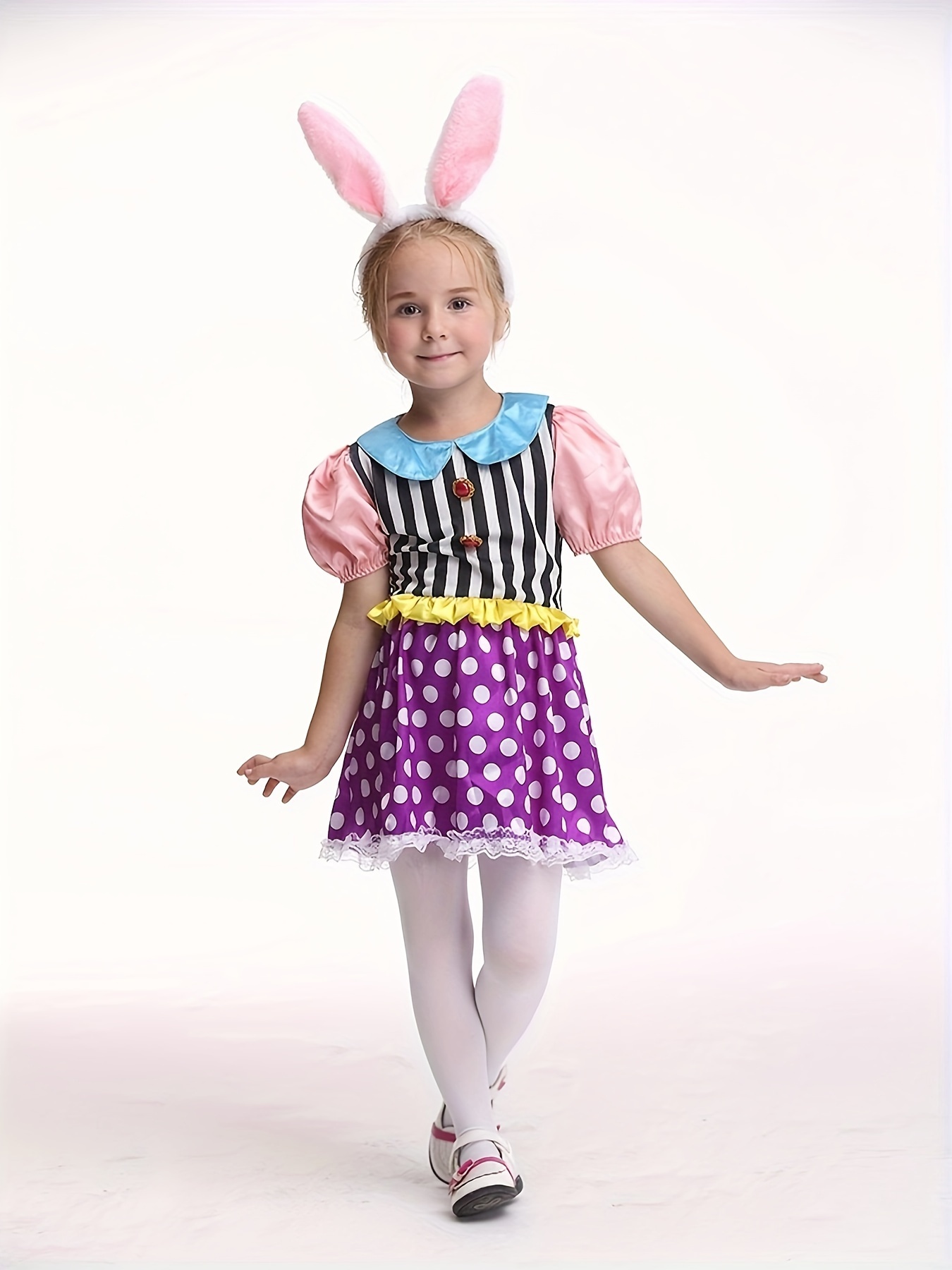 Girls Easter Squad Bunny Print Top and Ruffled Skirt Set