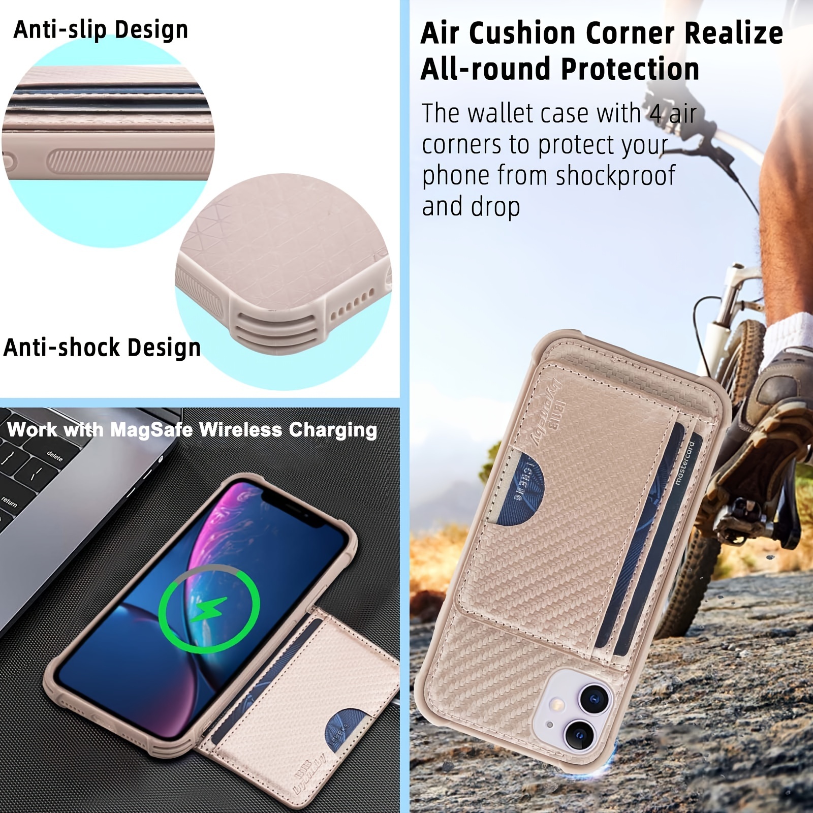 Funda de fibra de carbono y cartera magnética para el iPhone 14