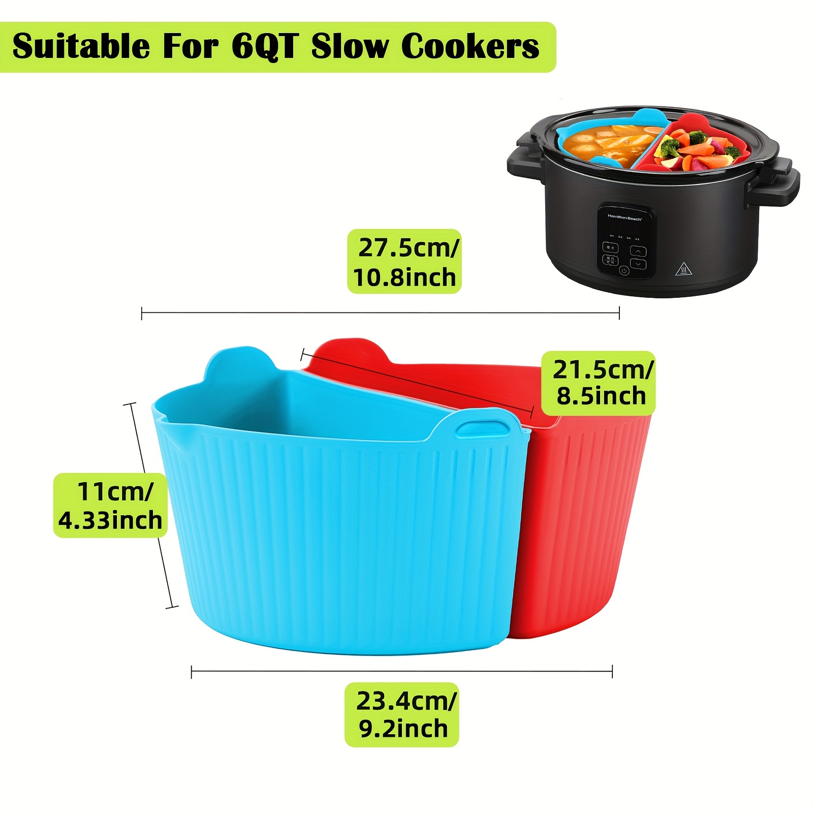 2 in 1 Reusable Silicone Slow Cooker Liners For 6 7 Quart - Temu