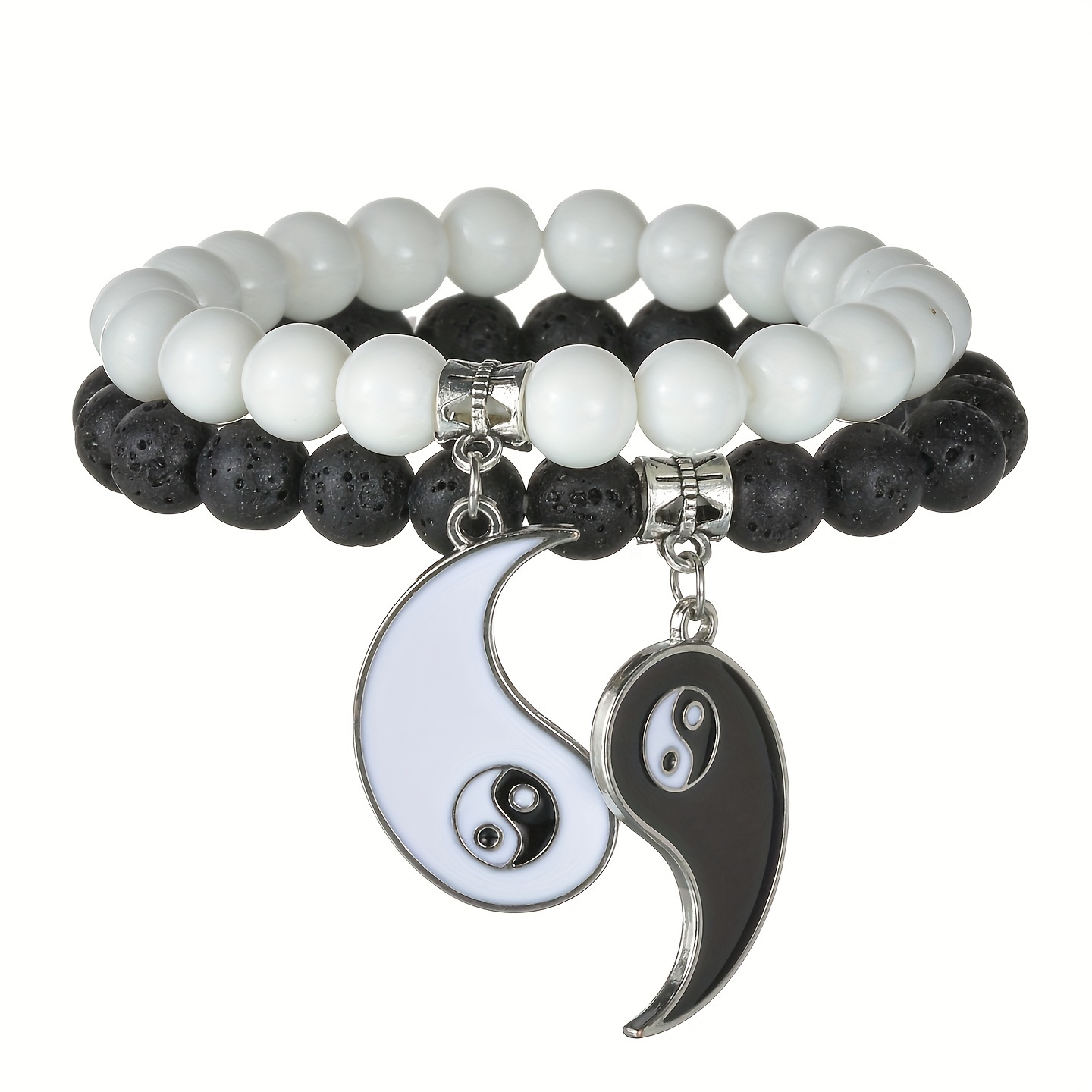 Tai Chi Yin Yang Pendant Stone Beads Couple Bracelets For - Temu