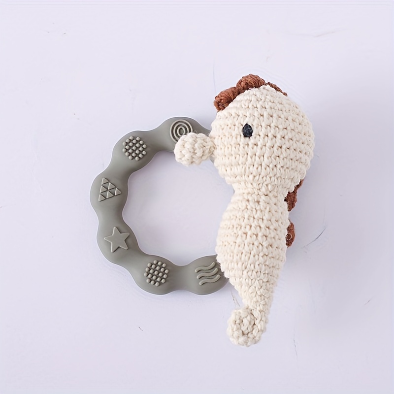   hand knitted sea creature rattle soft silicone mixed colors   youngsterss early learning play details 3